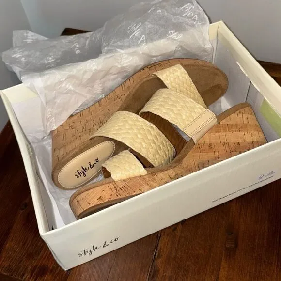 NWT Style & Co Platform Sandals Daliaaf Woven Natural Size 8 - Picture 9 of 11
